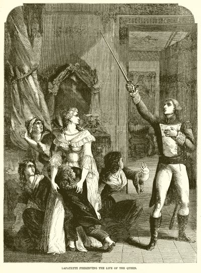Lafayette preservando la vida de la Reina de English School