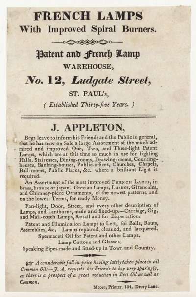 Fabricante de lámparas, tarjeta comercial de English School