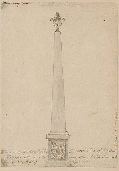 Lámpara cerca de Bedford House, Londres, retirada en 1799 de English School