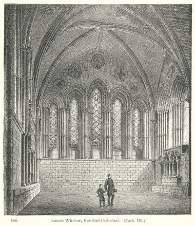 Ventana de la Lanceta, Catedral de Hereford (grabado) de English School
