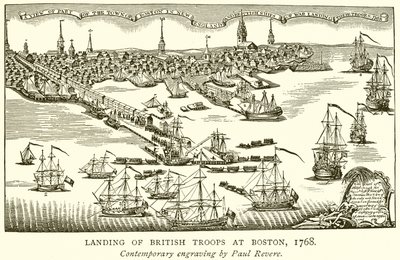 Desembarco de tropas británicas en Boston, 1768 de English School