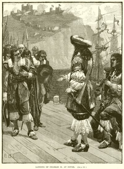 Desembarco de Carlos II en Dover de English School