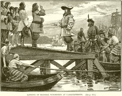Desembarco del Mariscal Schomberg en Carrickfergus de English School