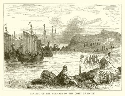 Desembarco de los normandos en la costa de Sicilia de English School