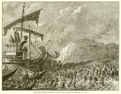 Desembarco de los Romanos bajo Julio César en Gran Bretaña, 55 a.C. de English School