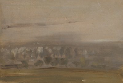 Paisaje con árboles en una pendiente (Valle boscoso, visto a través de la niebla) de English School