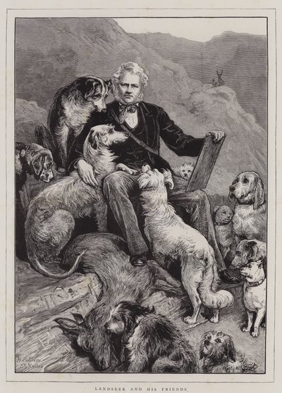 Landseer y sus Amigos (grabado) de English School