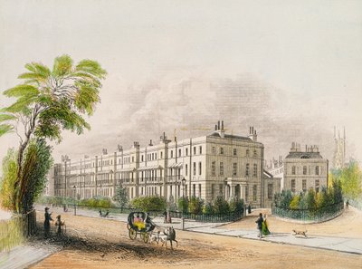 Lansdown Place, Cheltenham, grabado por litografía por M.D. Eichbaum, c.1845 de English School
