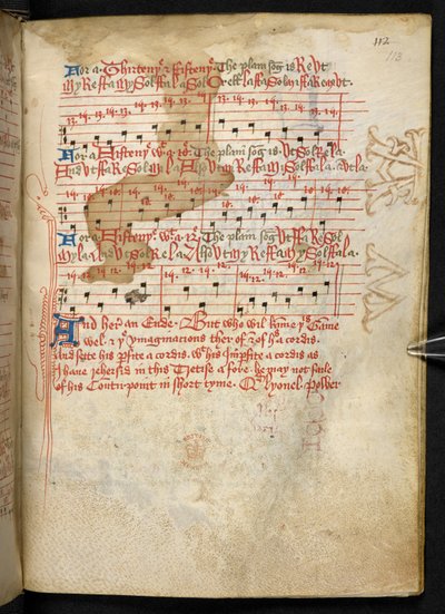Lansdowne 763, f.113r, Un Volumen bastante escrito en vitela en el siglo XV, y que contiene tratados antiguos y muy interesantes sobre música de diferentes autores. de English School