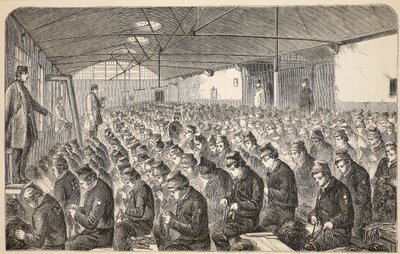 Gran sala de estopa (bajo el sistema silencioso) en la Casa de Corrección de Middlesex, Coldbath Fields, ilustración de Las prisiones criminales de Londres y escenas de la vida en prisión de Henry Mayhew y John Binny de English School