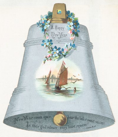 Campana azul grande con imagen de barco de vela de English School