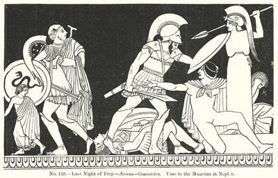 Última noche de Troya - Eneas - Casandra. Jarrón del Museo de Nápoles (grabado) de English School