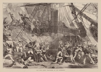 Última escena de "Trafalgar", en el Canterbury (grabado) de English School
