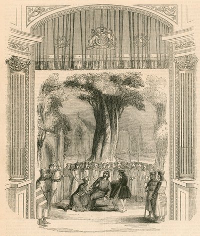 Última escena de la obra Rey Juan, Teatro Drury Lane, Londres de English School