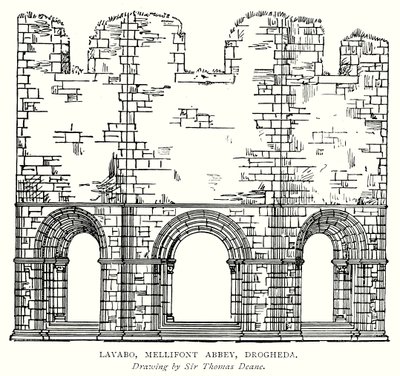 Lavabo, Abadía de Mellifont, Drogheda (grabado) de English School