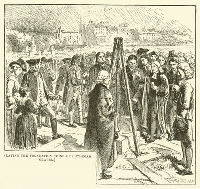 Colocación de la primera piedra de la capilla de City-Road (grabado) de English School