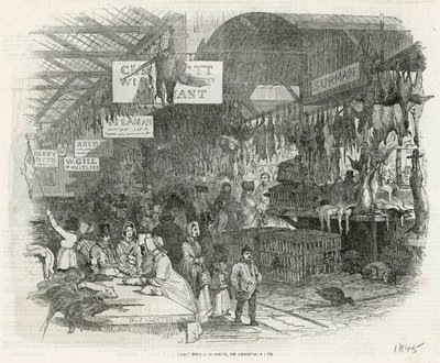 Mercado de Leadenhall en Nochebuena, 1845 de English School