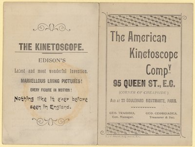 Folleto publicitario del Kinetoscopio de English School