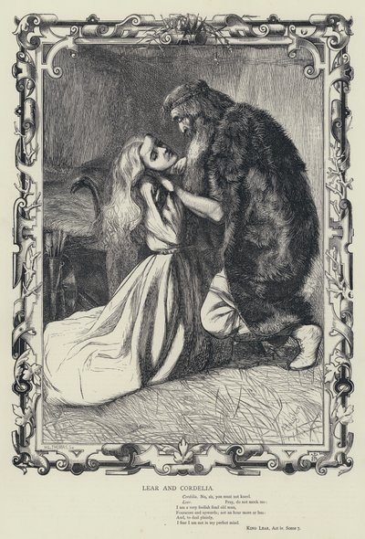 Lear y Cordelia, Rey Lear, Acto iv, Escena 7 (grabado) de English School