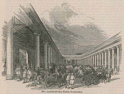 Mercado de cuero y pieles, Bermondsey, Londres de English School