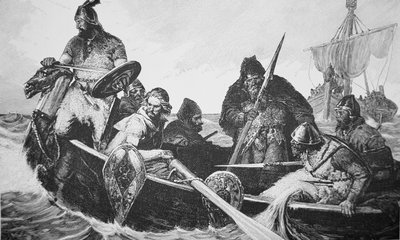 Leif Ericson descubre la costa de Vinland el Bueno, probablemente Terranova de English School