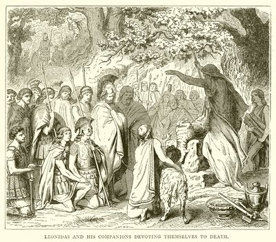 Leonidas y sus compañeros entregándose a la muerte de English School