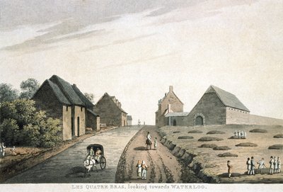 Les Quatre Bras, mirando hacia Waterloo, publicado por R. Bowyer de English School