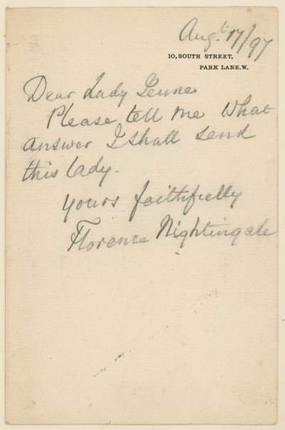 Carta de Florence Nightingale de English School