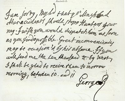Carta de Jorge II al Duque de Newcastle, 1759, publicada en 