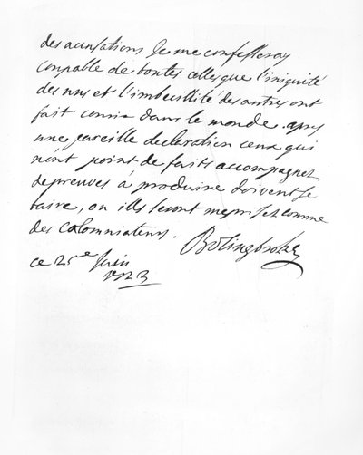 Carta enviada por Lord Bolingbroke al Abad Alari (litografía) de English School