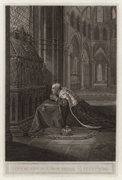 Luis VII Rey de Francia ante la tumba de Becket de English School