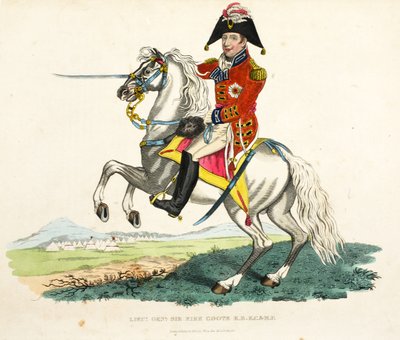Teniente General Sir Eire Coote KB, KC y MP, ilustración de Un Relato Histórico de la Batalla de Waterloo por William Mudford, 1816 de English School