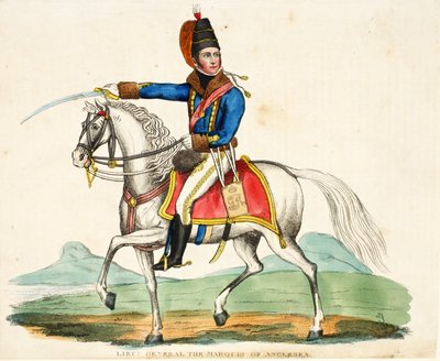 Teniente General El Marqués de Anglesea, ilustración de Un Relato Histórico de la Batalla de Waterloo por William Mudford, 1816 de English School