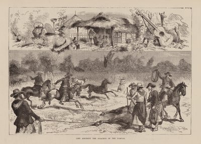 La vida entre los guachos de la Pampa (grabado) de English School