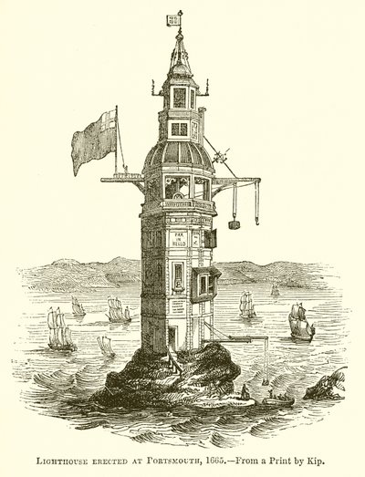 Faro erigido en Portsmouth, 1665 de English School