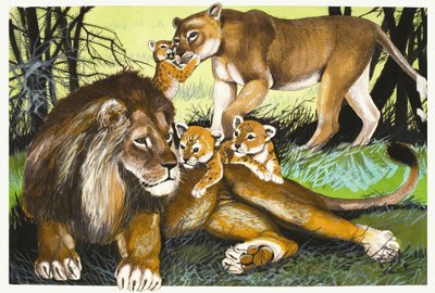 León, leona y cachorros de English School