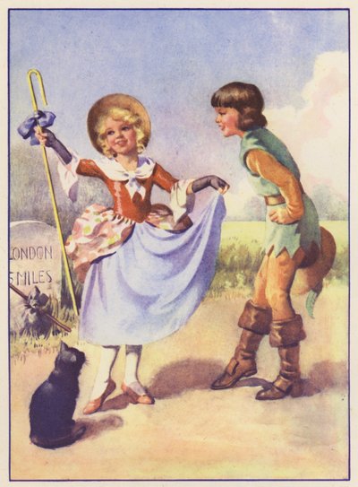 Little Bo Peep y Dick Whittington (litografía en color) de English School