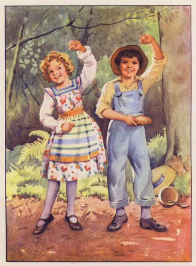 Little Jack Horner y Little Miss Muffet (litografía en color) de English School