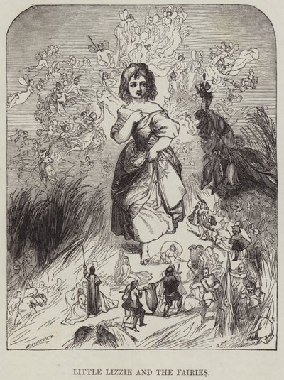 La pequeña Lizzie y las hadas (grabado) de English School
