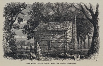 Little Pigeon Baptist Chapel, donde adoraban los Lincoln (grabado) de English School