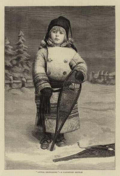 "Pequeñas raquetas de nieve", un boceto canadiense (grabado) de English School