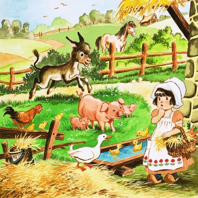 Niña en la granja de English School
