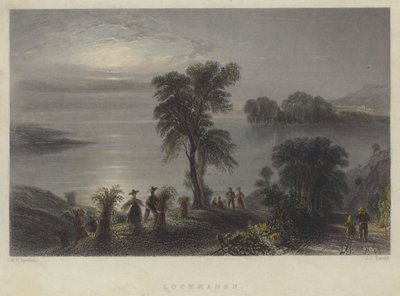 Lochmaben, Escocia (grabado en color) de English School