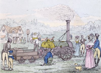 Locomotora, el Rocket en 1830, construida por George Stephenson de English School