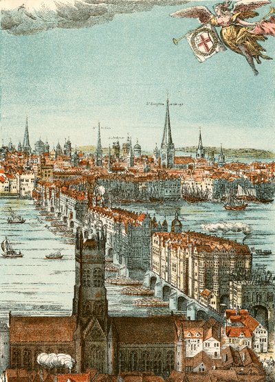 Puente de Londres (grabado en color) de English School