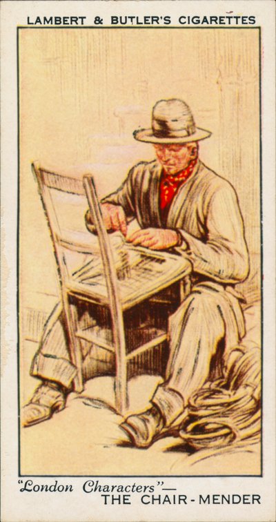 Personajes de Londres: The Chair-Mender (litografía en color) de English School