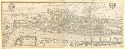 Londres en el Reinado de la Reina Isabel I, un facsímil (reducido) del Mapa de Aggas 1560 de English School