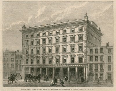 Mejoras en las calles de Londres: almacén de seda de Lewis y Allenby en Conduit Street de English School