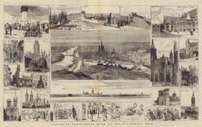 De Londres a París, notas del cuaderno de bocetos de un artista (grabado) de English School