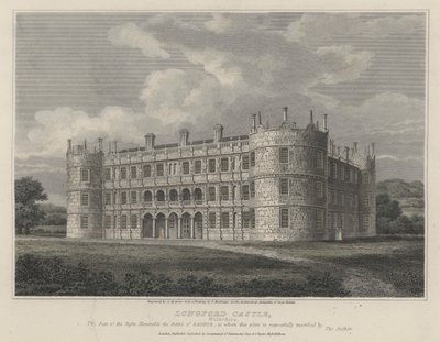 Castillo de Longford, Wiltshire, residencia del Conde de Radnor (grabado en color) de English School